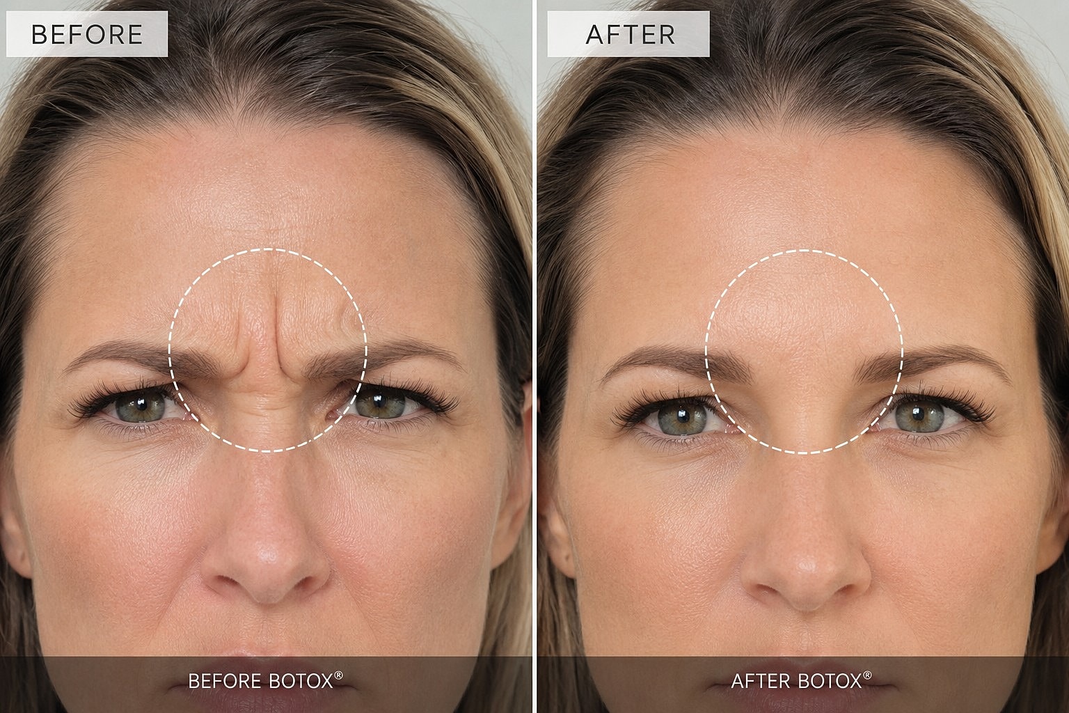 Botox treatment results: before and after comparison.